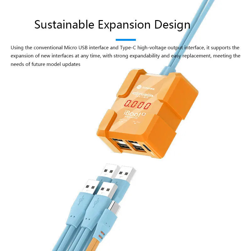 SUNSHINE iBoot-D 8V High-Voltage Power-On Cable Digital Display Type-C Output Dual-Battery Support for iPhone 6S-15PM & Android