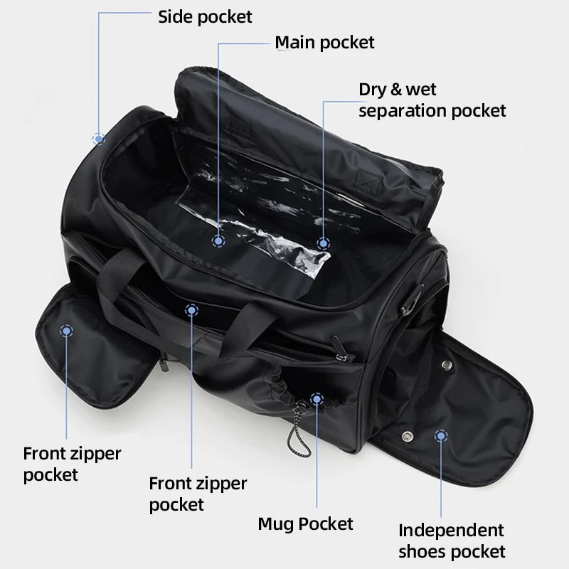 Men's Sports Duffel Bag Yoga Gym Fitness Bags with Shoes Pack Travel Swimming Handbag Outdoor Hiking Camping Basketball Satchel