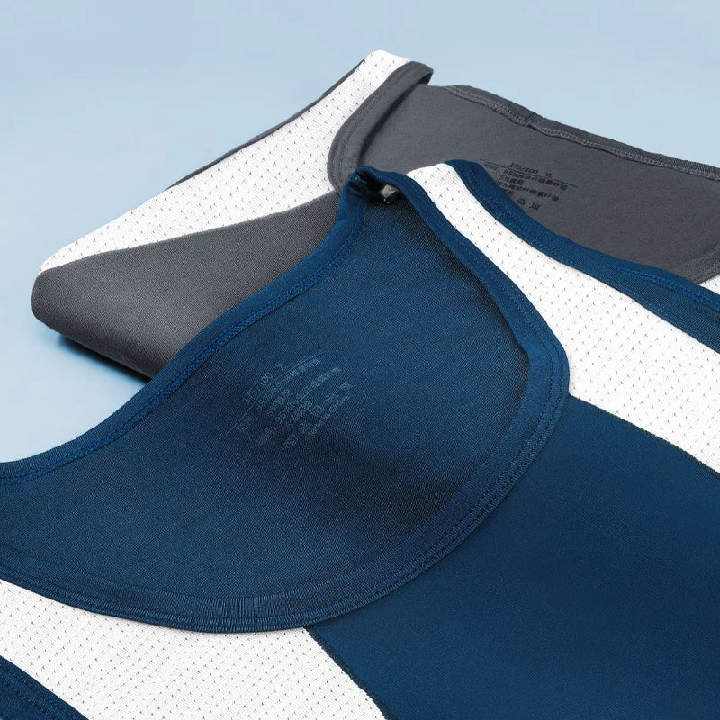 2PCSA comfortable and breathable vest man, a halter top, hurdling, short-sleeved young man, sports running, sleeveless T-shirt,