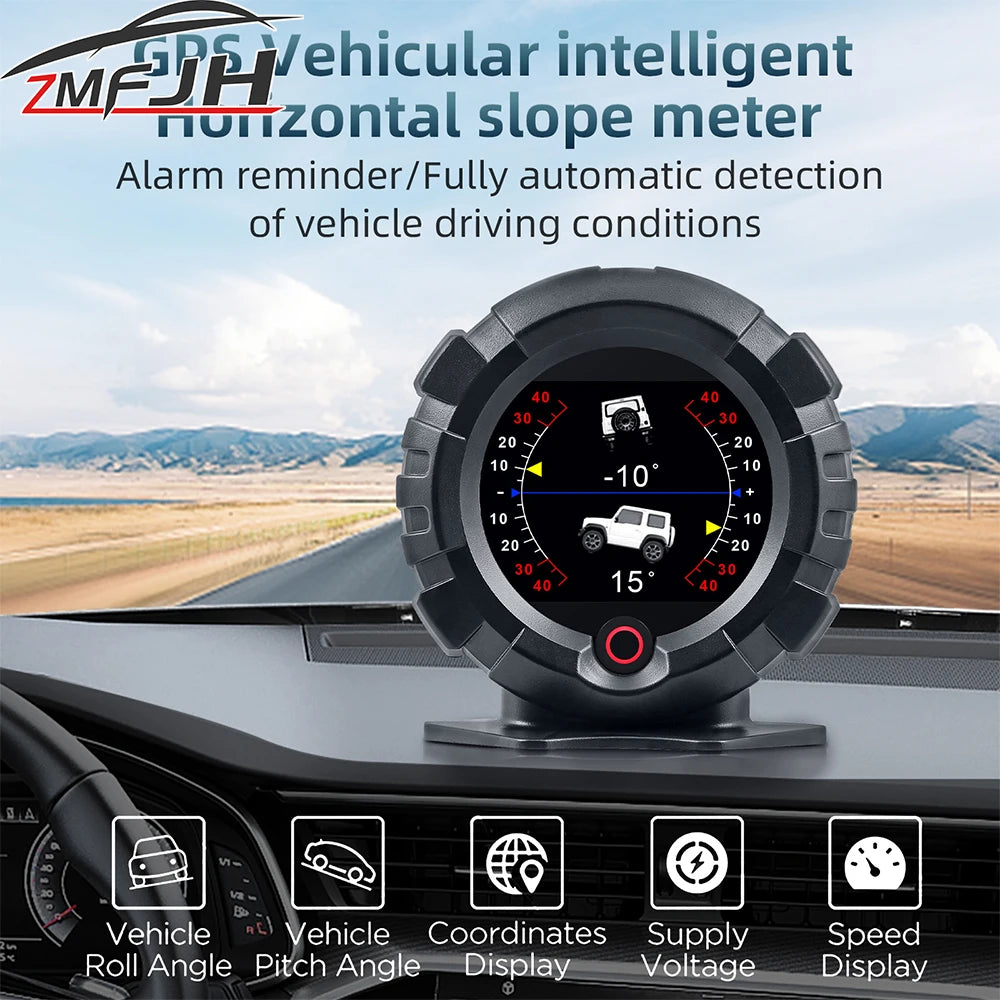 X95 Car Inclinometer Slope Meter Off-road GPS Head Up Display Digital Speedometer Car Pitch Slope Angle Speed Altitude Latitude