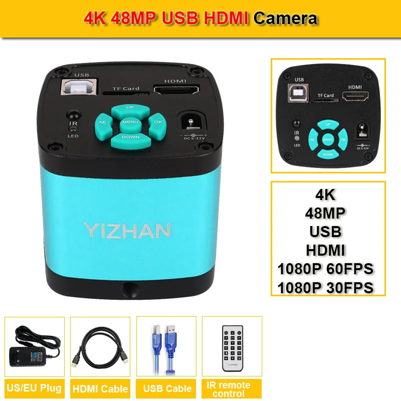 130X 150X 180X 215X C-Mount Zoom Lens Electronic Digital Microscope 4K 48MP HD Video Recording Industrial Cameras Repair Tools