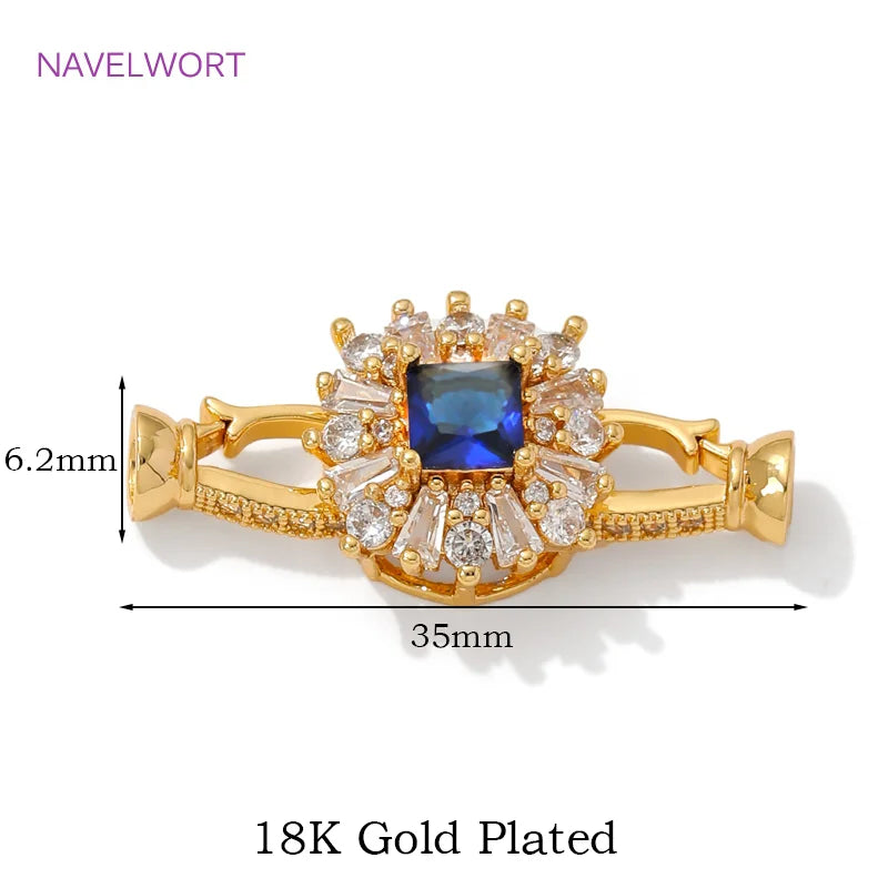 Luxury 18K Gold Plated Connectors Clasps,With Zircon Locks Clasps,Fasteners For Bracelet,DIY Necklaces Jewelry Making Findings