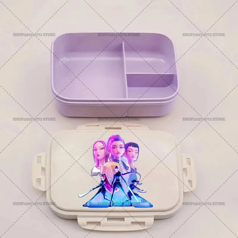 New Kpop Demon Hunter Bento Box Anime Huntrix Lunch Boxes with Dinnerware Girls School Picnic Food Storage Fruit Container Gift