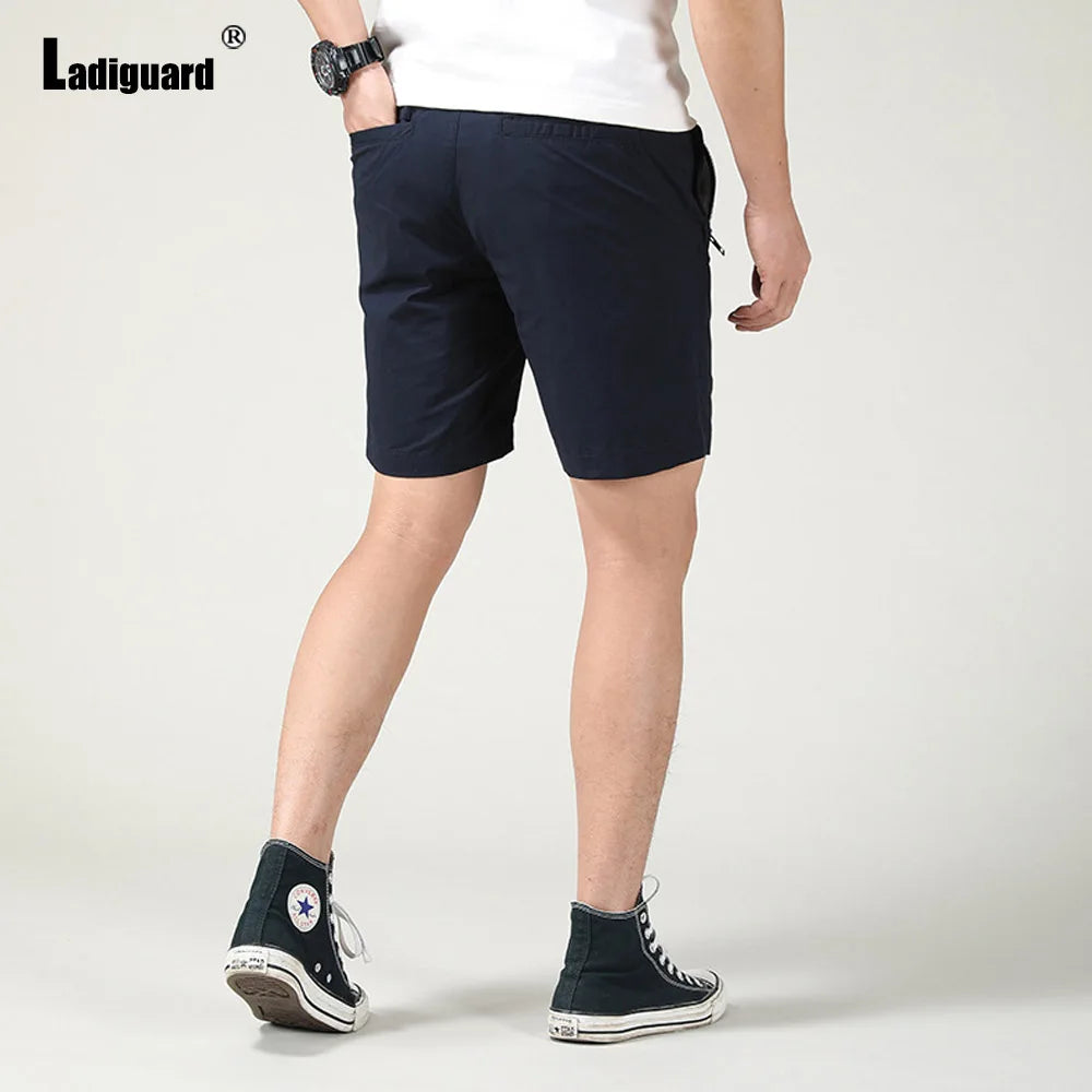 European 2024 Stylish simplicity Men Fashion Zipper Pockets Shorts Men's Cargo Bottom Royal Blue Casual Classic Basic Shorts New