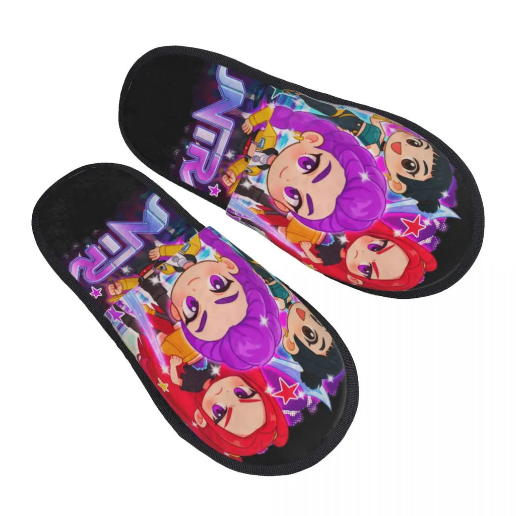Custom Print Women Zoey Huntrix Kpop Demon Hunter House Slippers Cozy Warm Memory Foam Fluffy Slipper Indoor Outdoor Shoes