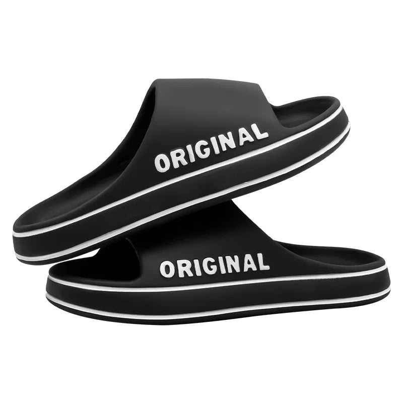 Feslishoet Women Letter Slippers Beach Slides Solid Color Mens Thick Sole Indoor Outdoor Bathroom Anti Slip Shoes Summer Sandal