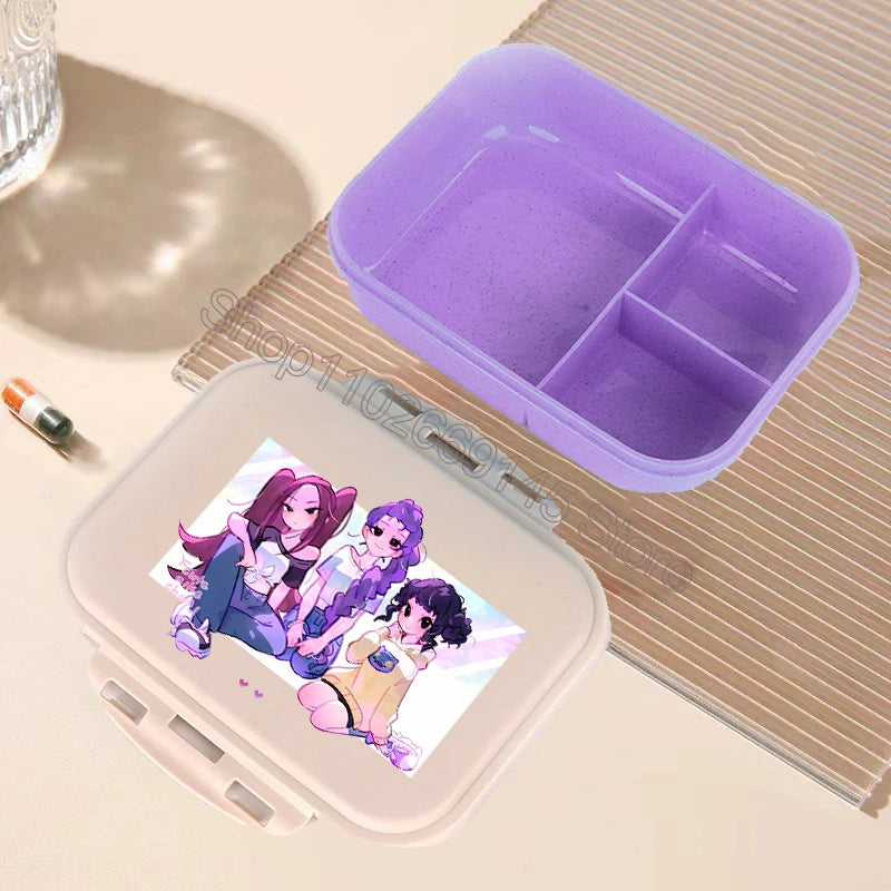 K Pop Demon Hunters Lunch Box Kawaii Cartoon Bento Lunch Box Kids Girls Large Capacity Food Storage Containers Birthday Gifts