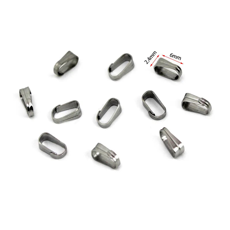 50pcs/Lot Stainless Steel Pendant Pinch Clip Bail Clasps Melon Seeds Clasp For Necklace Hooks Clip Connectors DIY Jewelry Making