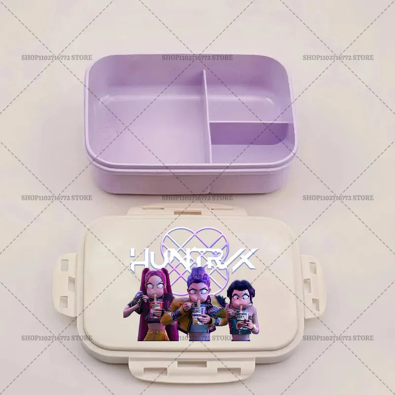 New Kpop Demon Hunter Bento Box Anime Huntrix Lunch Boxes with Dinnerware Girls School Picnic Food Storage Fruit Container Gift