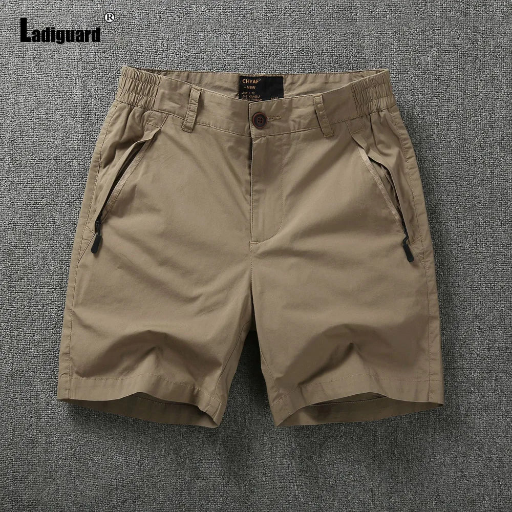 European 2024 Stylish simplicity Men Fashion Zipper Pockets Shorts Men's Cargo Bottom Royal Blue Casual Classic Basic Shorts New