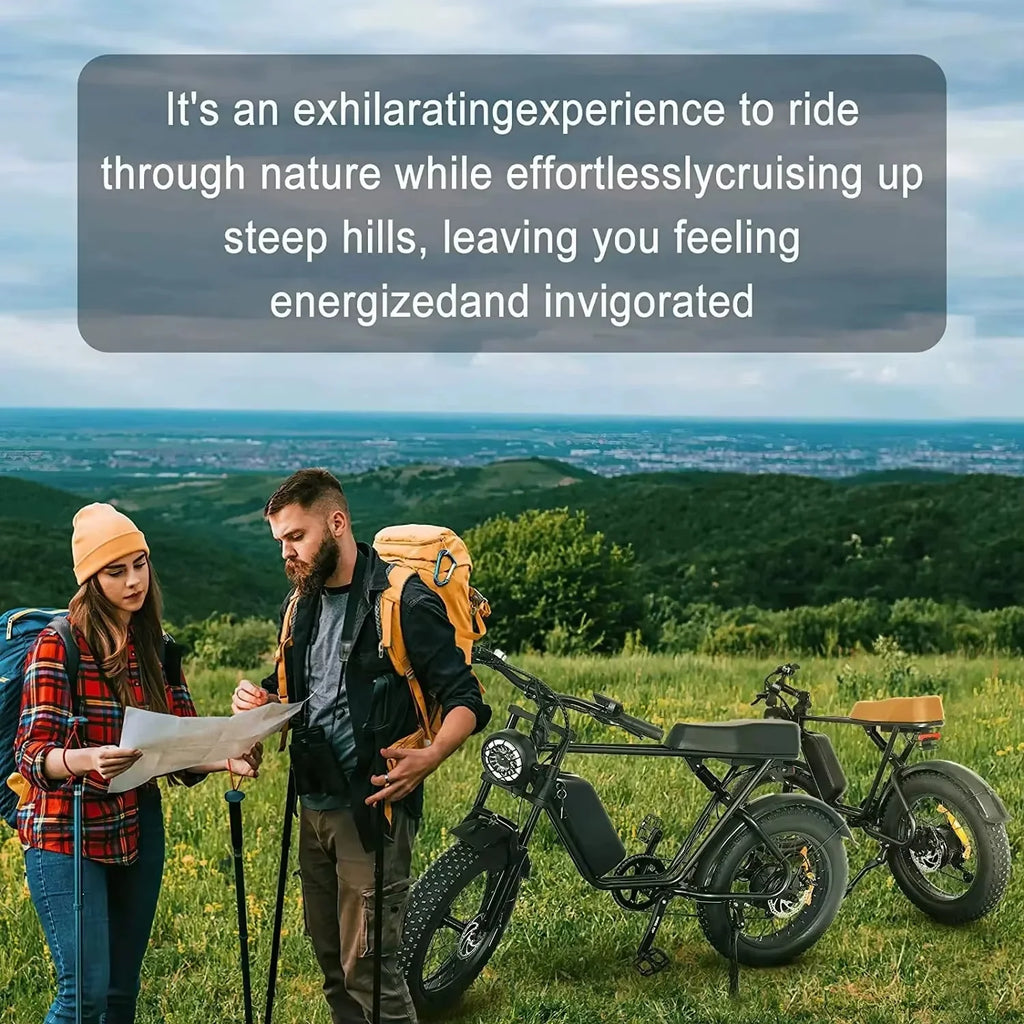 C91 1000W Electric Bike 48V 17.5Ah 20*4.0 Fat Tire 50km/h Mountain Beach Moped EBike Aluminum Alloy Suspension Fork Road Bicycle