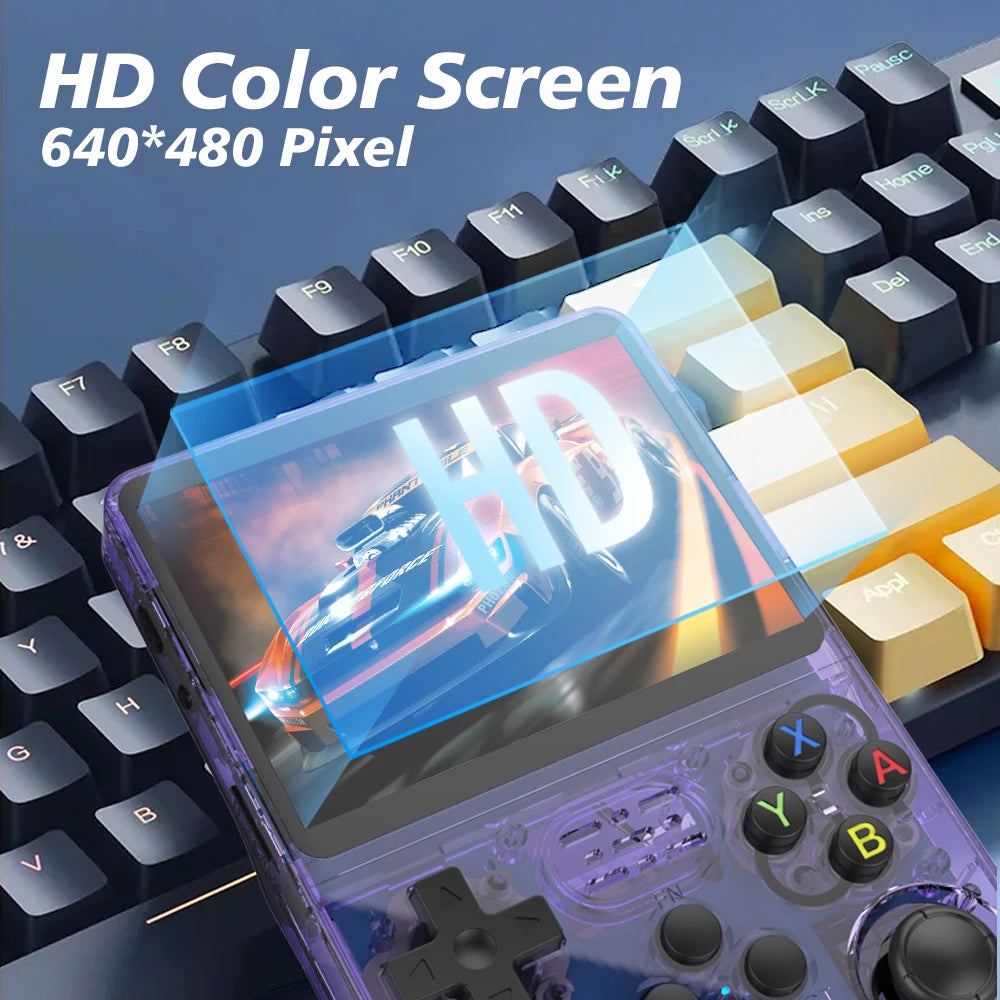 R36S Retro Video Handheld Game Console Linux System 3.5 in IPS Screen  3000mAH Battery 64G/128G TF Card Preinstalled Games
