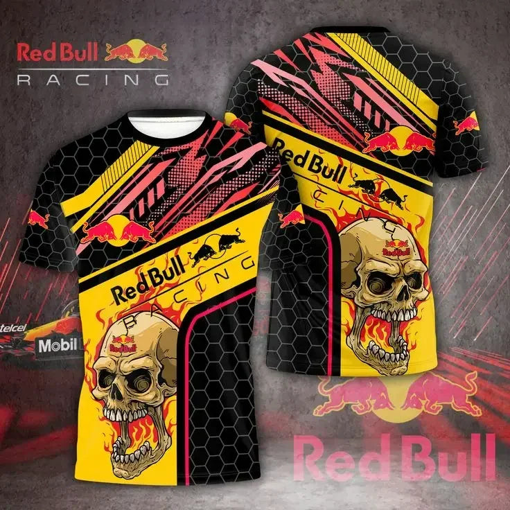 Men's Red Bull T-shirt 3D Printed Color Pattern Round Neck T-shirt Men and Women Casual Tops Oversized Racing Cycling Jersey