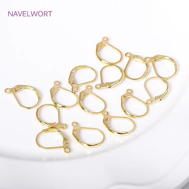 Fashion French Earring Lever-Back Earwires 18K Gold Plated Earring Hooks With Closed Ring For DIY Earring Making Accessories