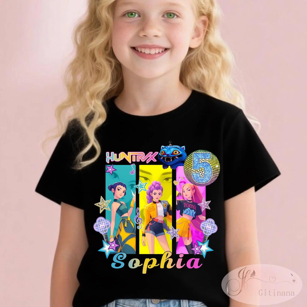 New Huntrix Demon Hunters Comfort Colors T Shirt Family Birthday T shirts Birthday Gift Kid DemonHunter Merch Kpop Youth shirt