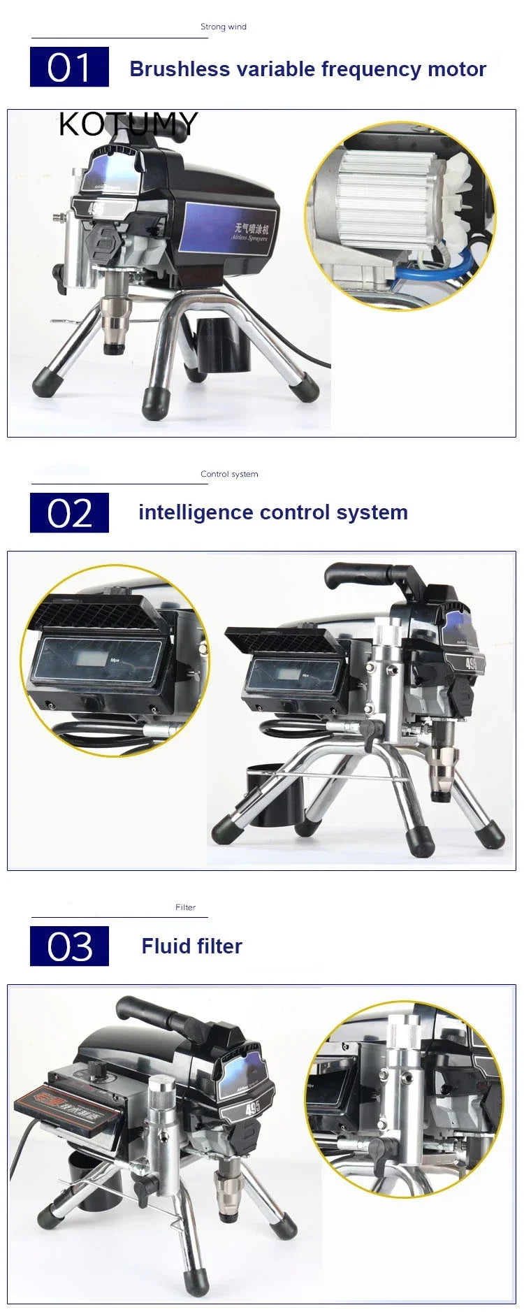 Airless Spray Gun 2200W/3000W Professional Painting Machine Paint Sprayer 395/495 3L 2.5L Working Decoration Spraying Tool