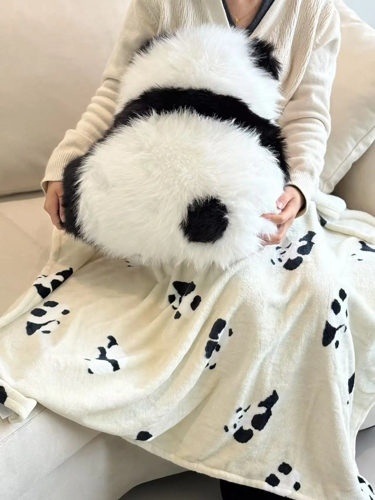 Cute Kawaii 2 In 1 panda pillow blanket comfortable and large size blanket suitable for home sofa car office room decor