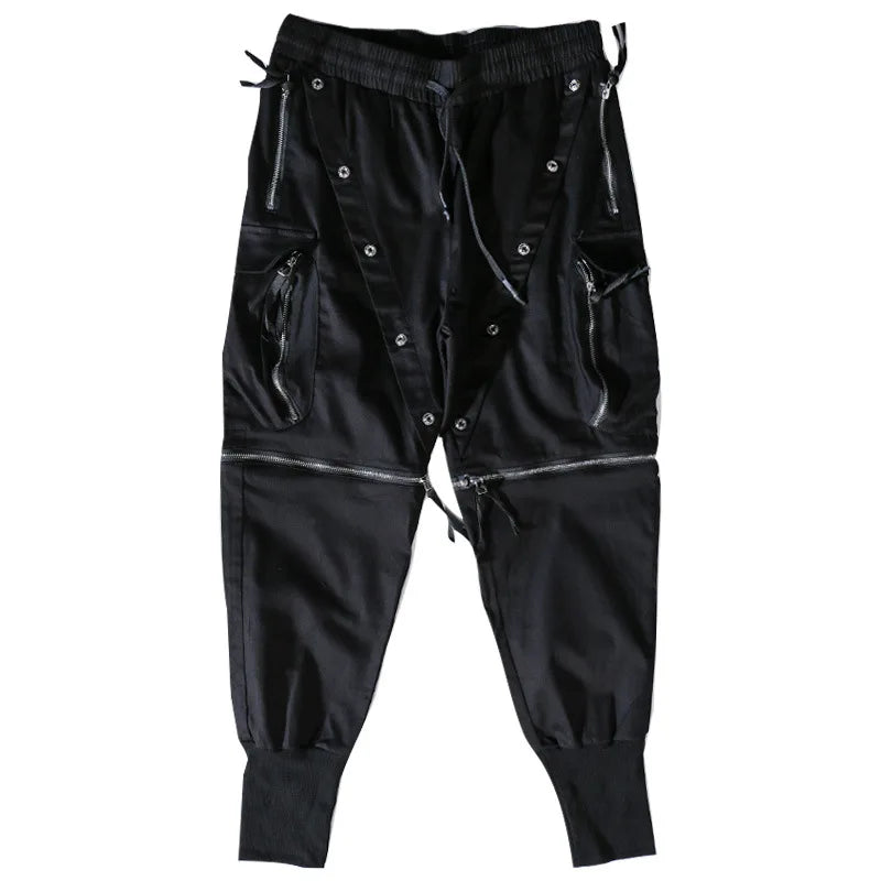 Owen Seak Men's Cargo Pants Multi-Pockets Jogger Tactical Drawstring Elastic Waist Outdoor Casual Calf-Length Black Pants