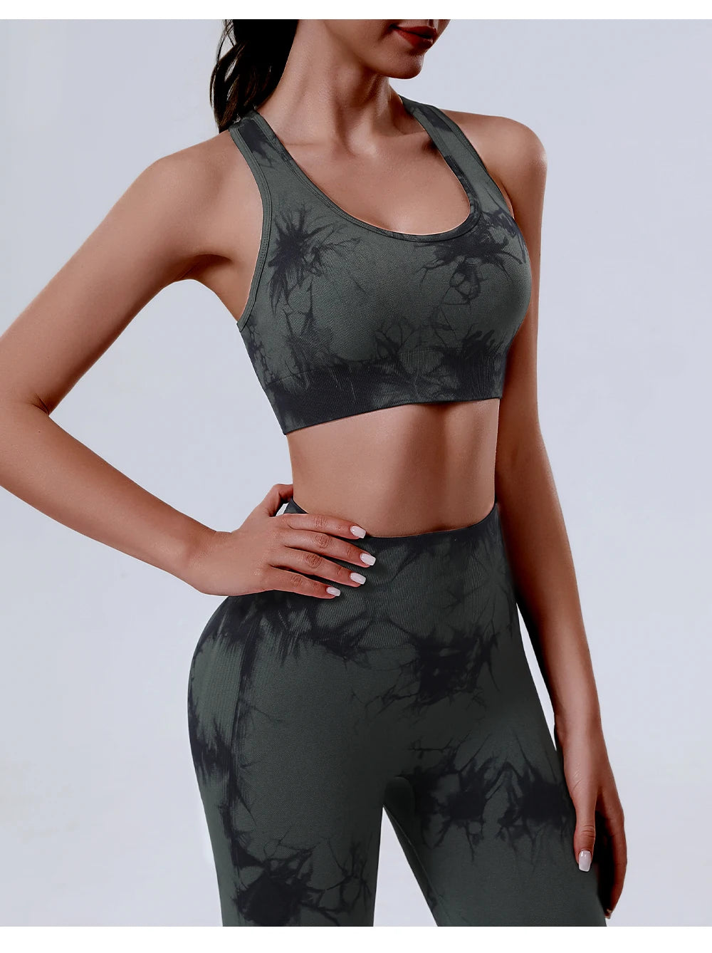 Women's Tie-Dye Yoga Set Tank Top & High-Waisted Leggings Cut-Out Design Breathable 4-Way Stretch Workout Gym Fitness Outfit