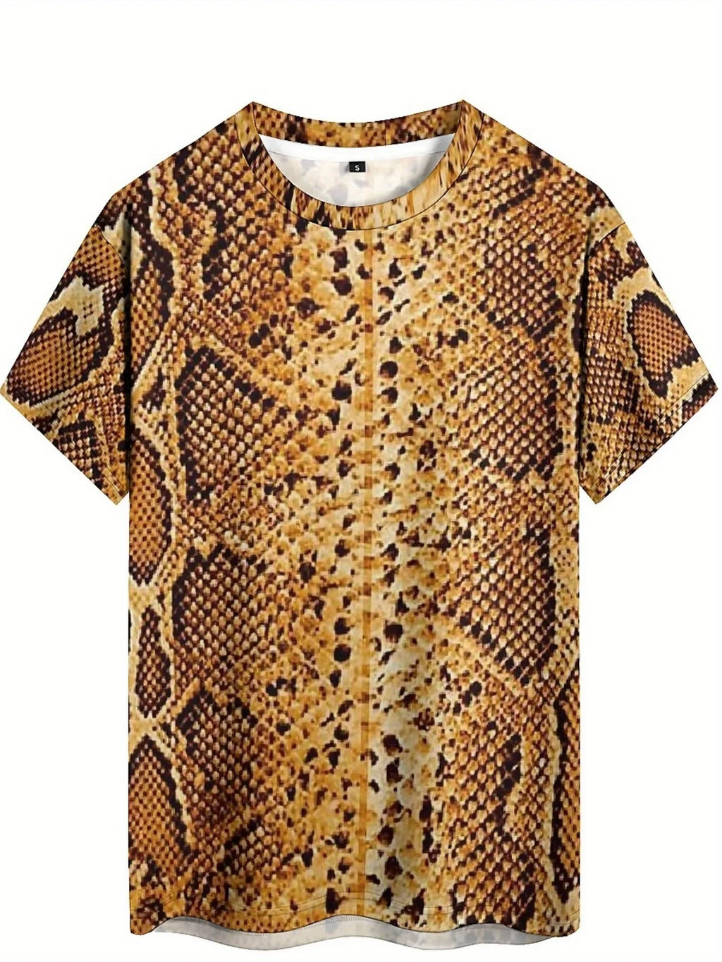 Men'S 3D Print Snake Graphic T-Shirt - Soft Polyester, Short Sleeve, Round Neck, All-Season Comfort,