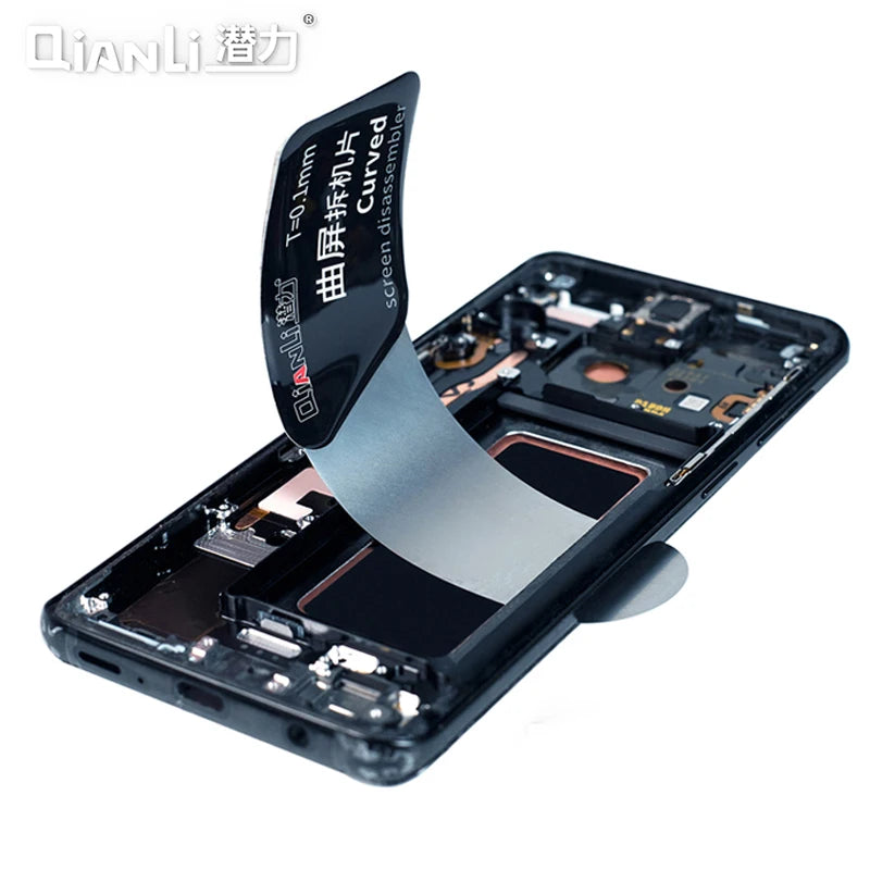 QianLi T=0.1mm Ultra-Thin Mobile Phone Curved LCD Screen Pry Spudger Opening Repair Tools Steel Disassemble Card