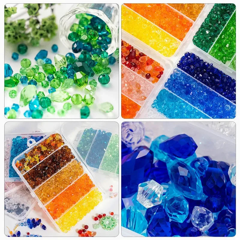Bracelets Making Kit Glass Crystal Beads Kit for Jewelry Making Assorted Crystal Beads for Jewelry DIY Crafts or Home Ornaments