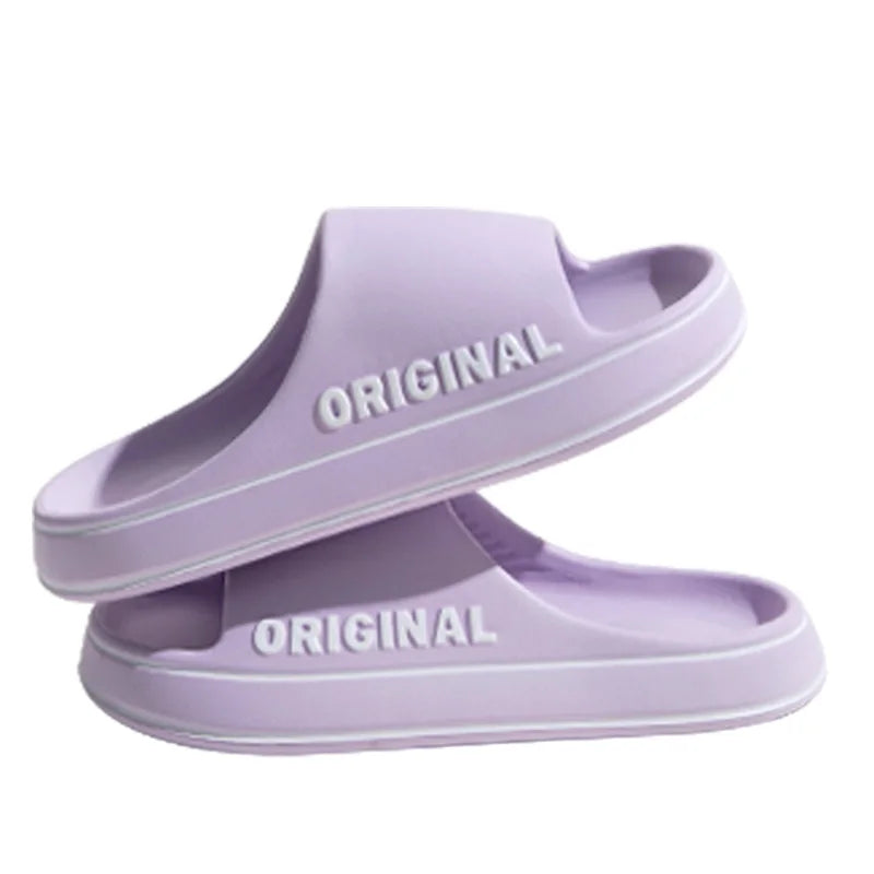 Feslishoet Women Letter Slippers Beach Slides Solid Color Mens Thick Sole Indoor Outdoor Bathroom Anti Slip Shoes Summer Sandal