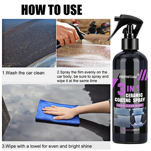 3 in 1 Car Ceramic Liquid Coating Spray Nano Crystal Hydrophobic Layer Polishing Agent High Gloss Paint Protection Wax Car Care