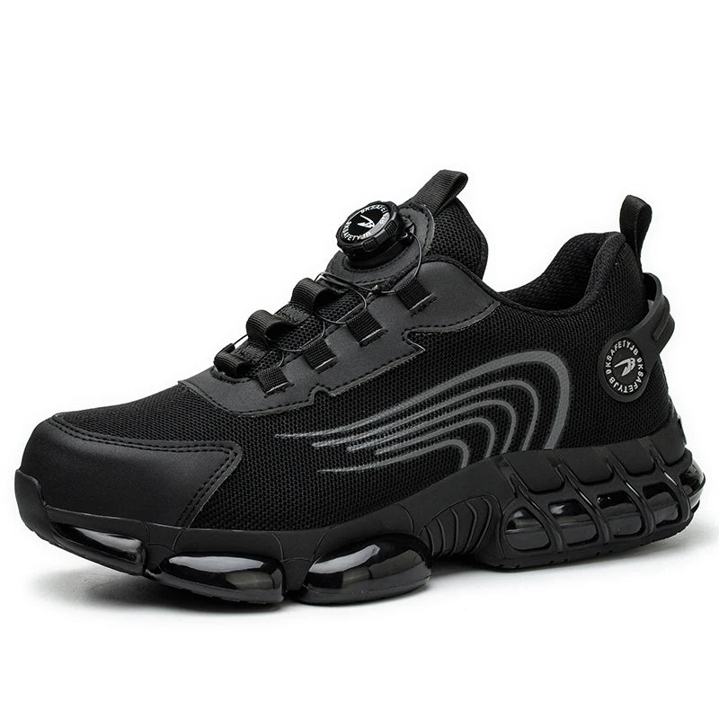 Rotating Button New Safety Shoes Men Anti-smash Anti-puncture Work Shoes Fashion Men Sport Shoes Security Protective Boots Men