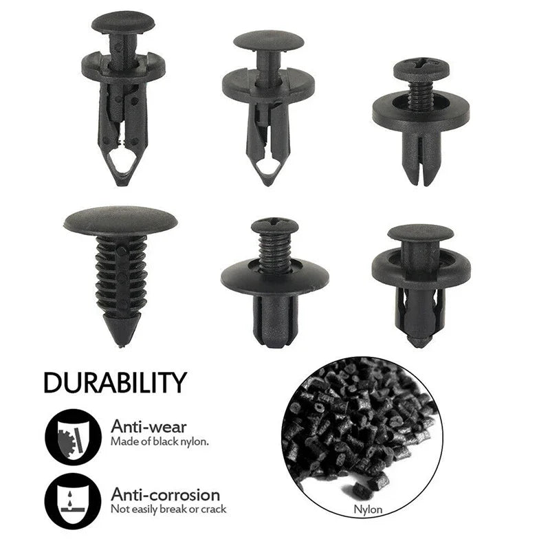 190-Piece Car Trim Fasteners Set – 6 Sizes ABS Plastic Push Rivets for Door Panels, Bumpers & Interior