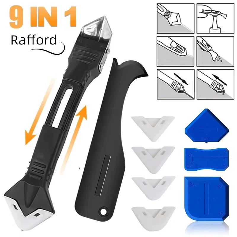 Paint Tool Sets 5 in 1 Metal Head Shovel Glue Kit Silicone Spatula Caulk Remover Grout Removal Sealant Finishing Corner Scrap