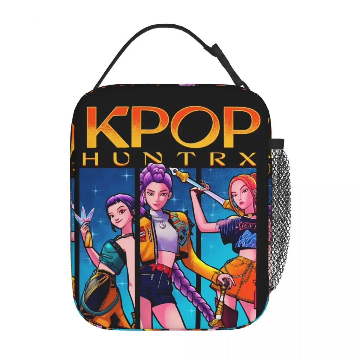 Kpop Demon Hunters Boys Team Retro Style 90s Insulated Lunch Bags Portable Meal Container Cooler Bag Tote Lunch Box Food Handbag