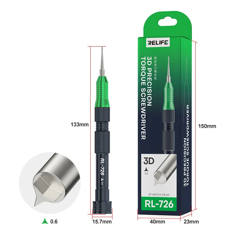 RELIFE RL-726 3D Precision Torque Screw Driver Anti Slip Teeth Screwdriver For iPhone Android phone Disassembly Repair Tools