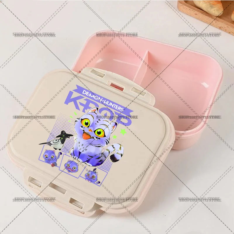 New Kpop Demon Hunter Bento Box Anime Huntrix Lunch Boxes with Dinnerware Girls School Picnic Food Storage Fruit Container Gift