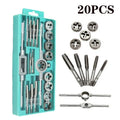 20Pcs Metric Hand Tap and Die Set Multifunction M3-M12 Screw Thread Plugs Straight Taper Reamer Tool Tapping and Thread Tools