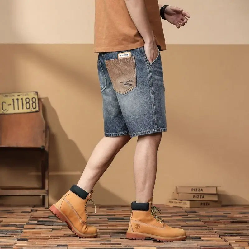 Man Bermuda Denim Shorts Ripped Straight Retro Short Jeans Pants for Men Summer Streetwear Harajuku Vintage Original Trend 2025