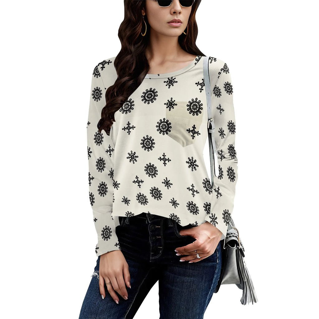 Long Sleeve Shirts for Women Spring Fashion 2025 Floral Crewneck Workout Cute Blouses Casual Loose Fit Tops