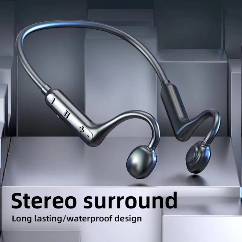 NEW Real Bone Conduction Sport Headphone Wireless Earphone Bluetooth-Compatible Headset Hands-free with Mic for Running