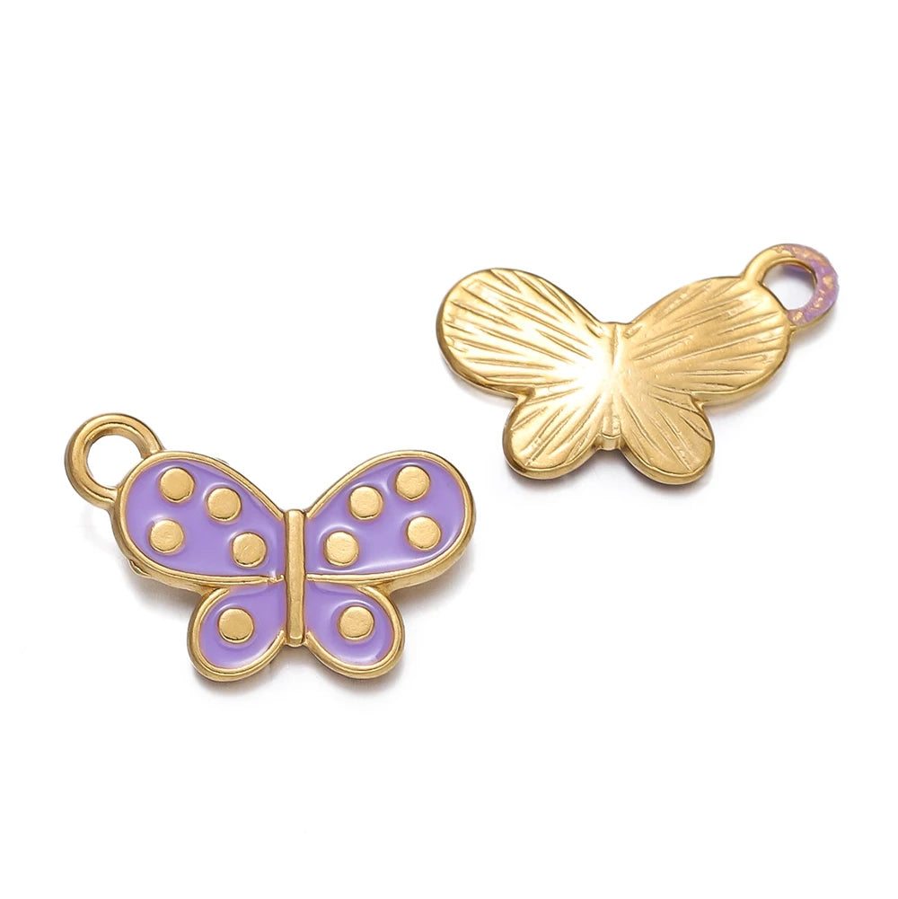 2Pcs/Pack Stainless Steel 5 Styles Butterfly Shape Pendants for Handmade DIY Women Man Hoop Earring Jewelry Making Supplies