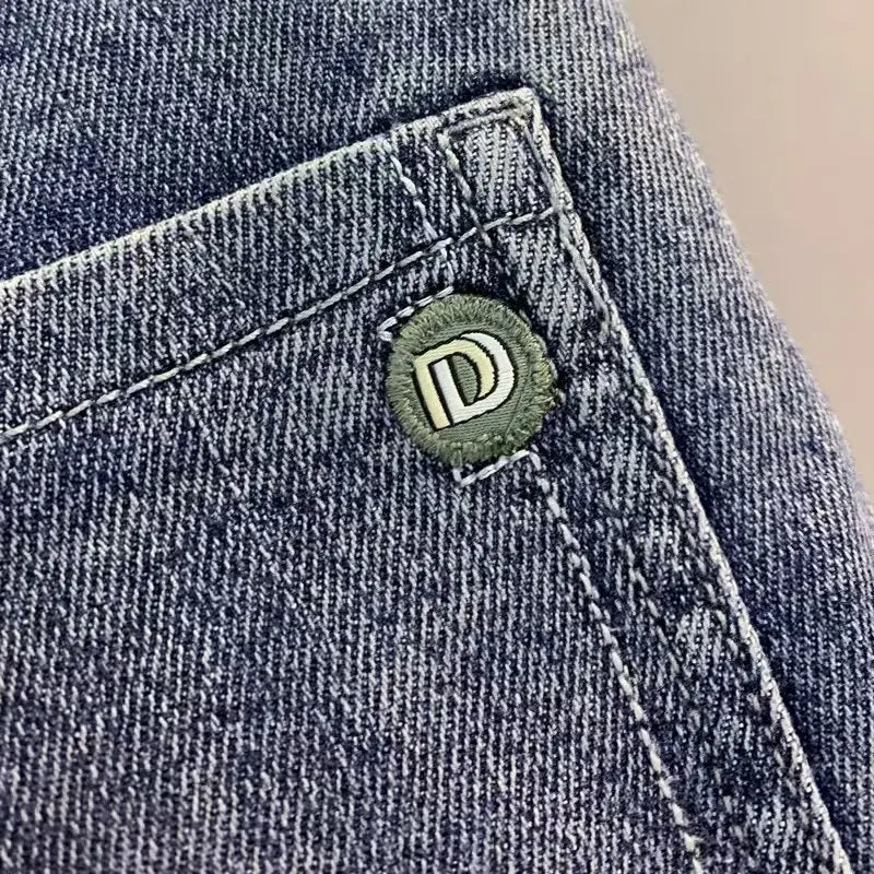 Summer New European Sle Slim Fit Men's Denim orts Trendy Casual Five-Quarter Pants Straight Leg Jeans Youth ular