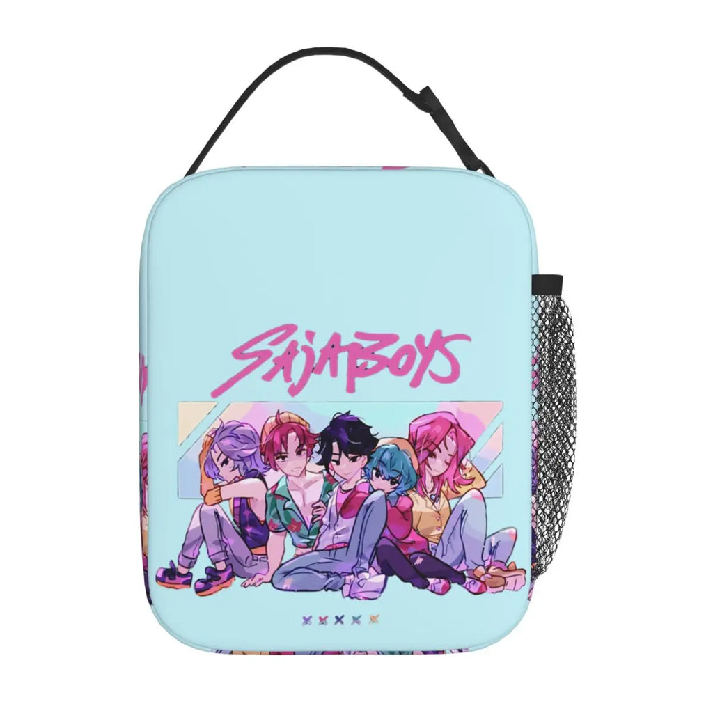 Kpop Demon Hunters Boys Team Retro Style 90s Insulated Lunch Bags Portable Meal Container Cooler Bag Tote Lunch Box Food Handbag