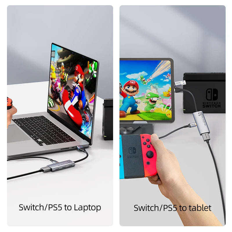 CABLETIME USB 3.0 HDMI Video Capture Card PD 100W 5Gbps USB A+C Aluminum 1080p Full HD for Meta Quest 3 PS5 Srteaming Switch 1/2