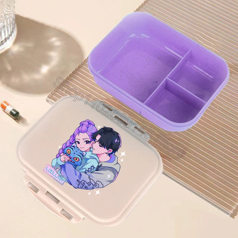 K Pop Demon Hunters Lunch Box Kawaii Cartoon Bento Lunch Box Kids Girls Large Capacity Food Storage Containers Birthday Gifts