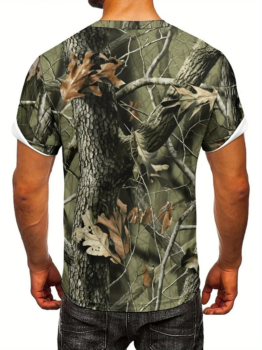 Men'S Camo 3D Geometric Abstract Print T-Shirt - Short Sleeve, Crew Neck, Stretchy Fabric, Perfect for Summer Outdoor Adventures