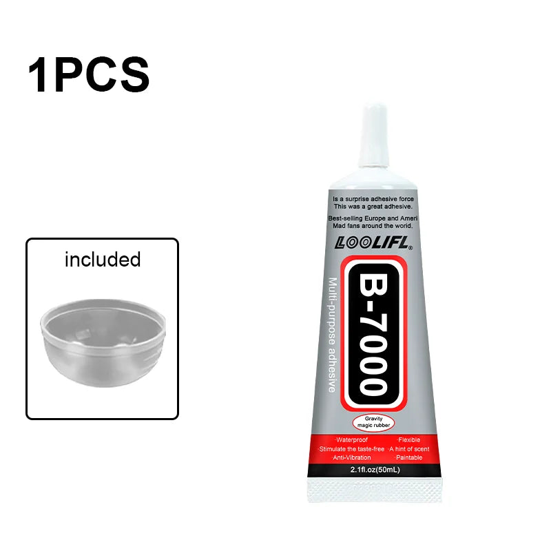 LOOLIFL 50ML B-7000 Clear Super Glue Phone Screen Repair Glue Universal Jewelry Crafts Ceramic Glass Plastic Metal Wood Adhesive