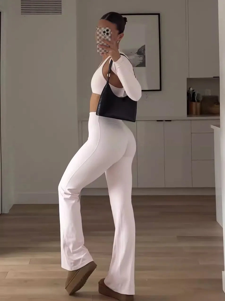 TT WOLVES High Waist Straight Leg Pants Women's Clean Fit Fce Yoga Fitn Sports Leggings Qui Dry Slimming Long Trousers