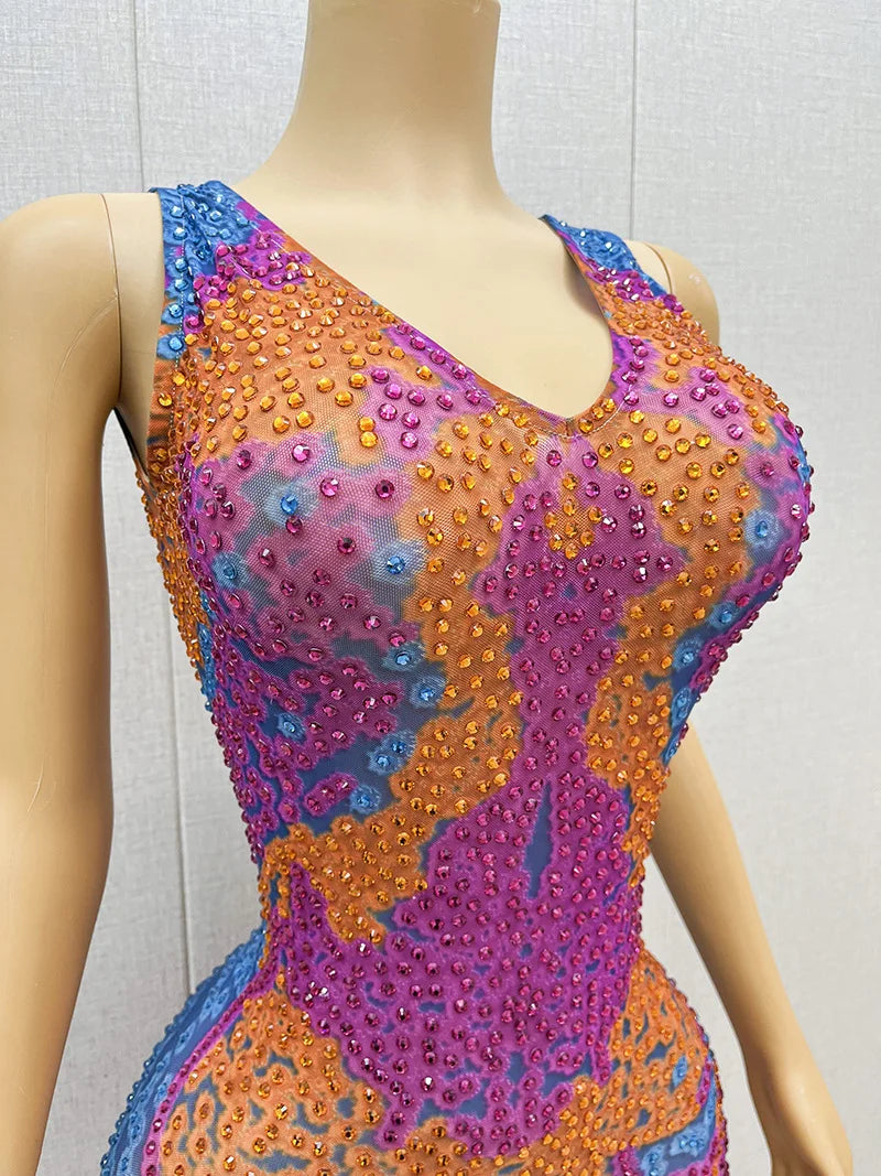 Diamond Party Photo Dress Workplace Company Annual Meeting Performance Talent Live Stream Nightclub Bar Dancing Holiday Vestidos