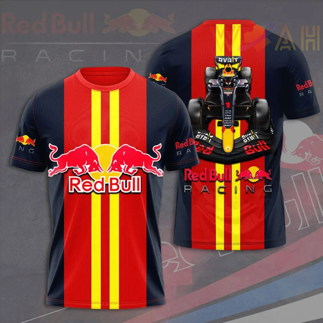Men's Red Bull T-shirt 3D Printed Color Pattern Round Neck T-shirt Men and Women Casual Tops Oversized Racing Cycling Jersey
