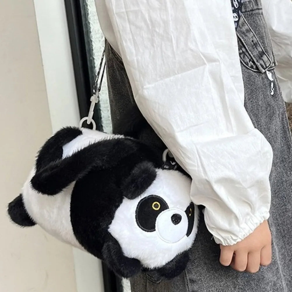 New Cute Panda Storage Bag Plush Soft Cartoon Animal Bucket Bag Large Capacity Korean Style Shoulder Bag for Children