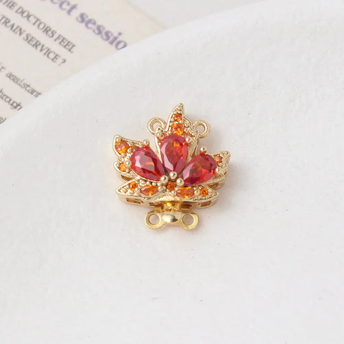 2 Sets 18K Gold Plated Brass Leaf Filigree Necklace Clasps Rhinestone Box  Strand for DIY Bracelet Connectors Jewelry Making
